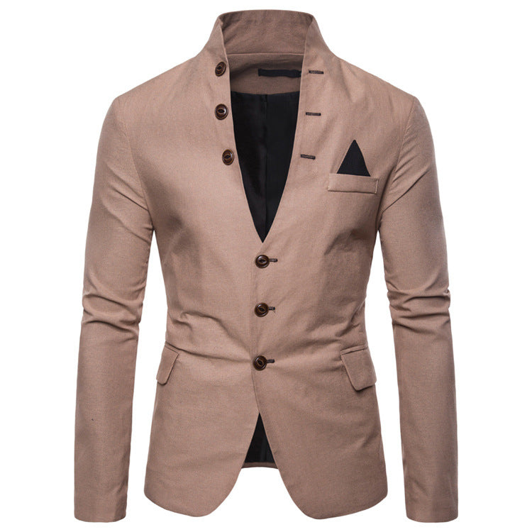 Men's Slim Fashion Multi Button Decorative Suit Men's Casual Stand Up Collar Suit Jacket