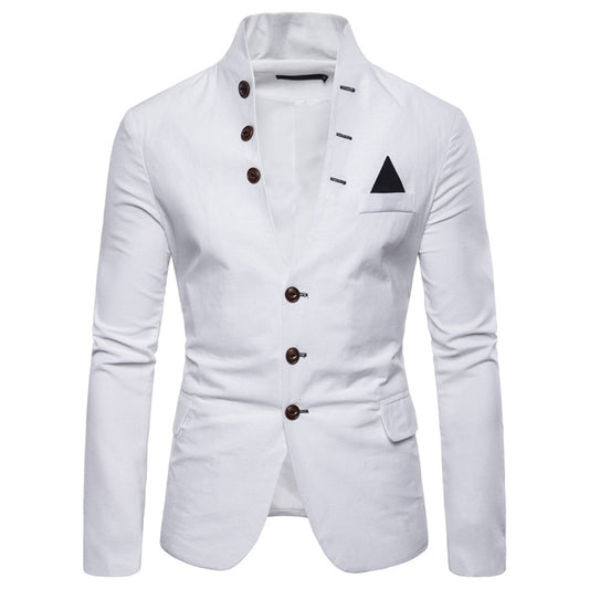 Men's Slim Fashion Multi Button Decorative Suit Men's Casual Stand Up Collar Suit Jacket