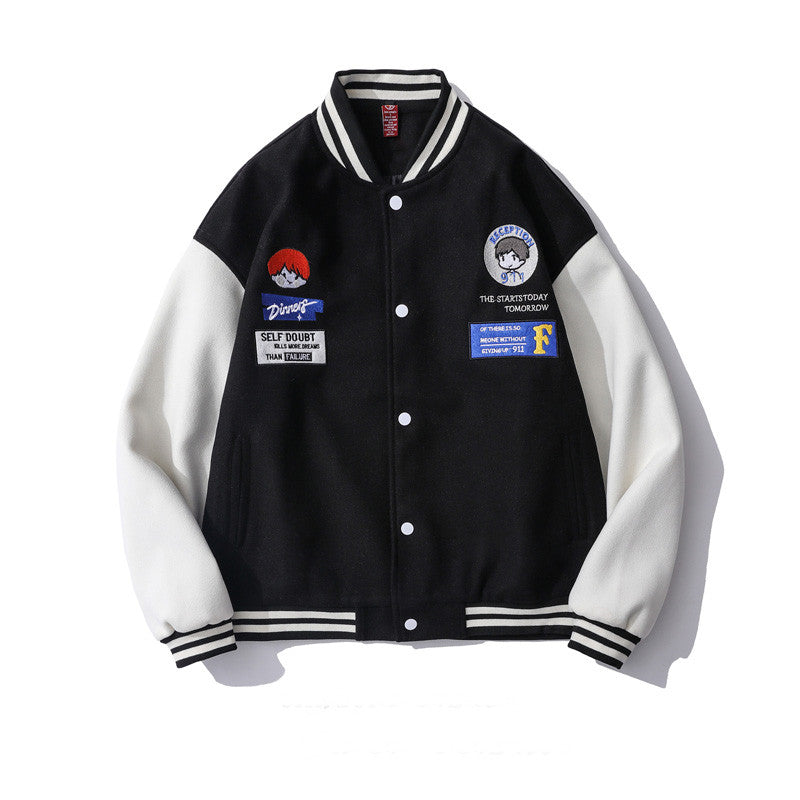 Labeled Hong Kong Style Casual Baseball Jacket