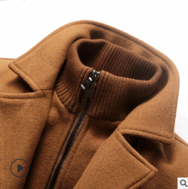 Autumn and winter business casual men's windbreaker men's long section plus cotton thick double collar wool coat coat male