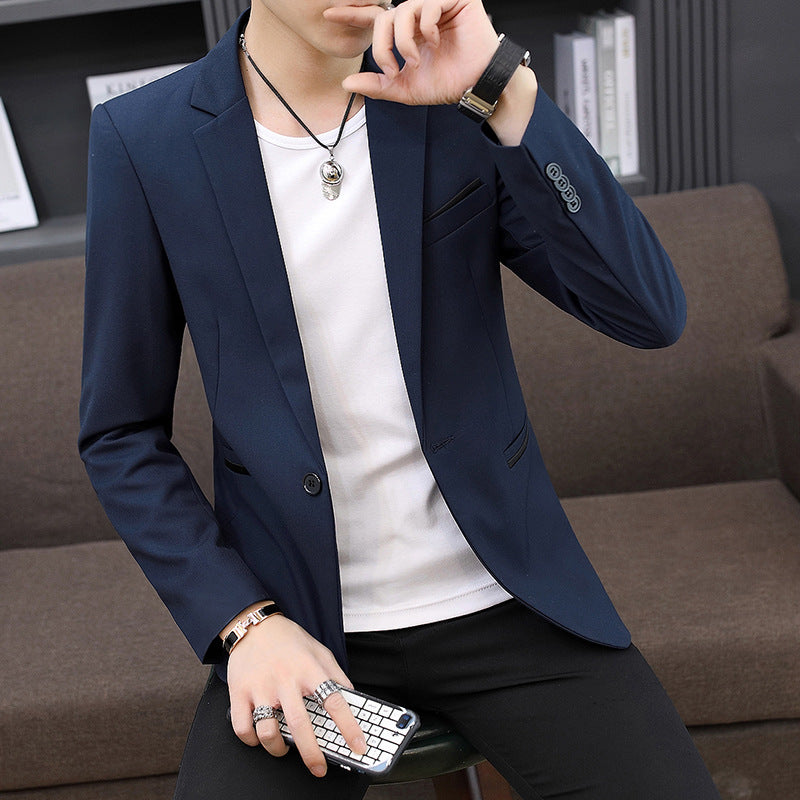 Casual Korean Slim Solid Color Men'S Suit Jacket