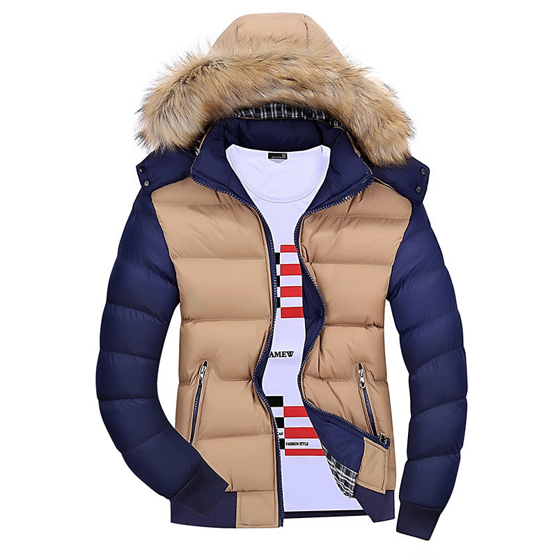 Men Fur Collar Hooded Cotton jacket