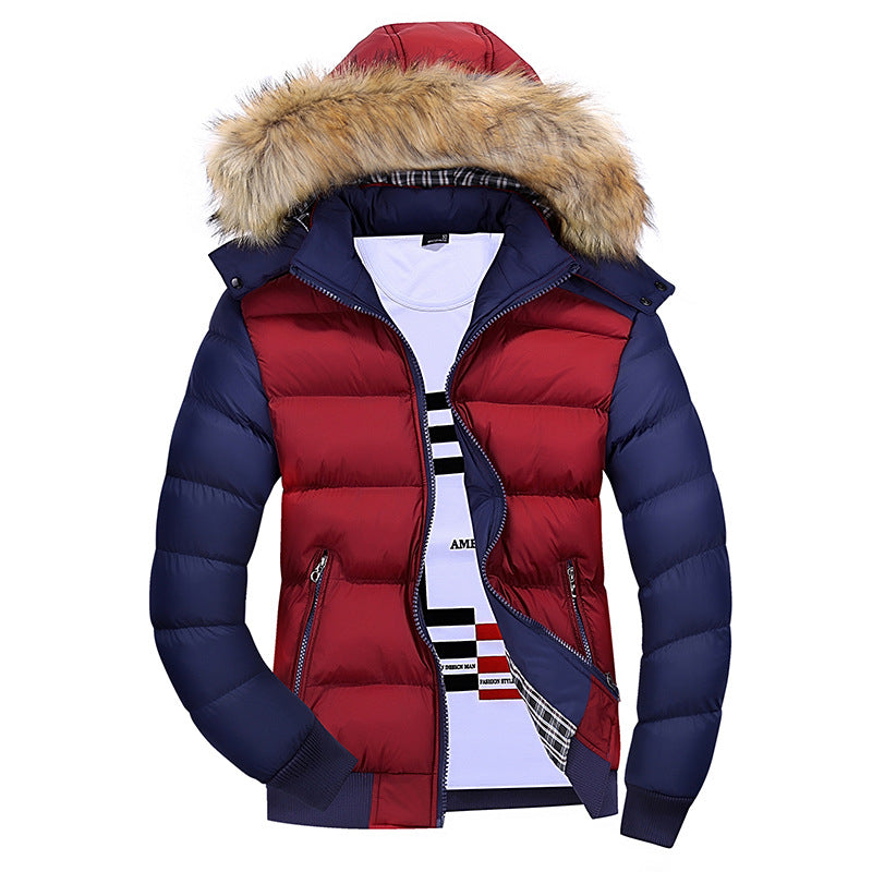 Men Fur Collar Hooded Cotton jacket