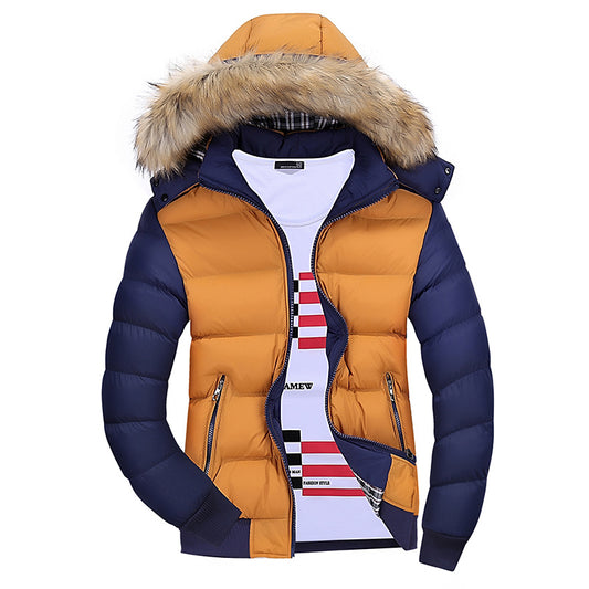 Men Fur Collar Hooded Cotton jacket