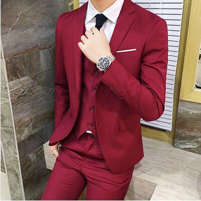 Men's Three-piece Korean Style Slim Suit