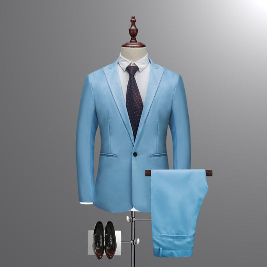 Business Suit Two-piece Korean Style Slim Men's Suit