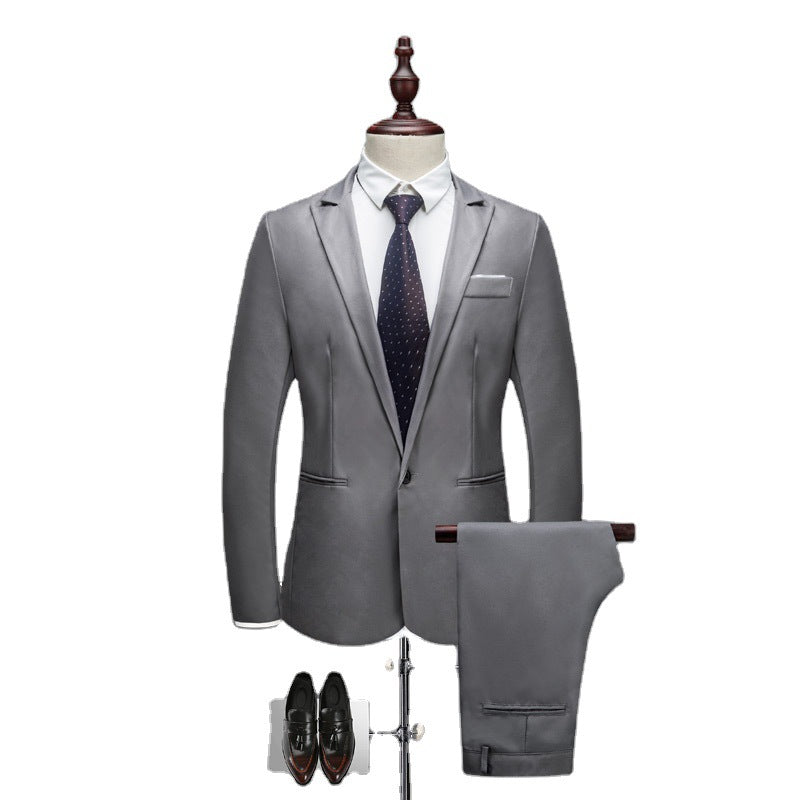 Business Suit Two-piece Korean Style Slim Men's Suit