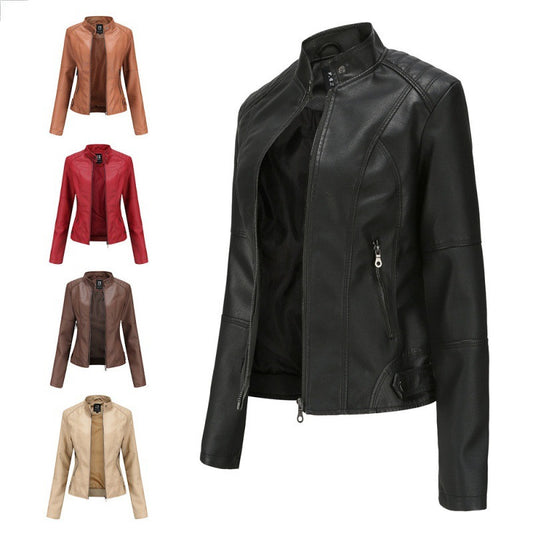 Women'S Leather Dress Slim Jacket Spring Autumn Coat