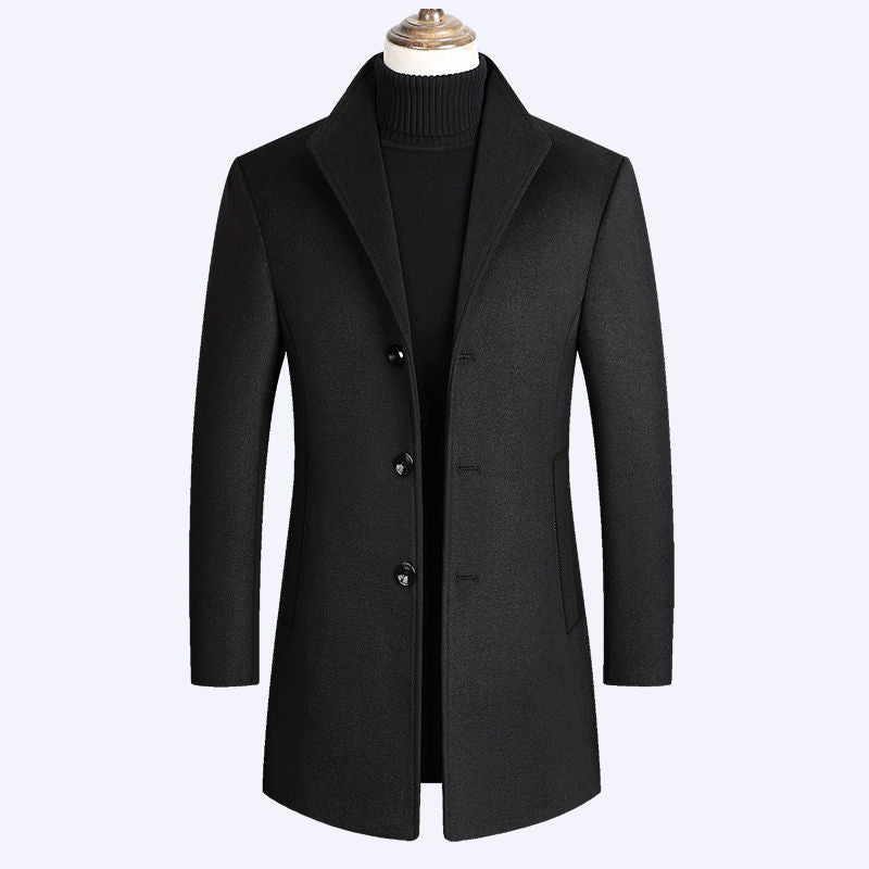 Business Cotton Men's Woolen Trench Coat