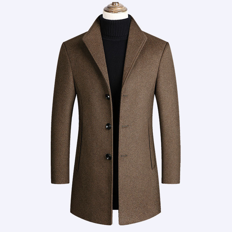 Business Cotton Men's Woolen Trench Coat