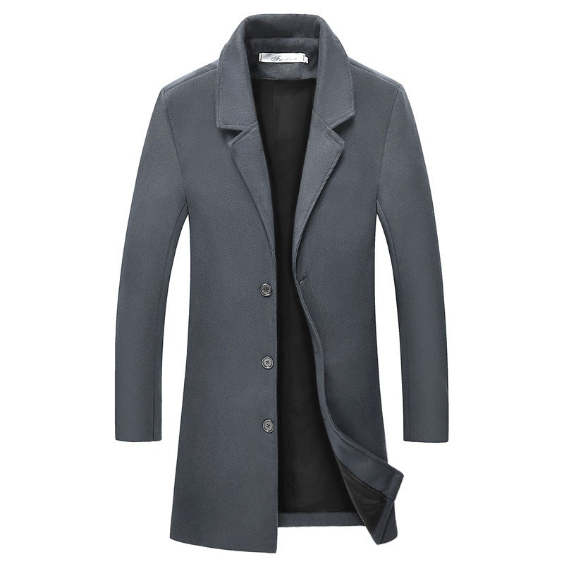 Woolen coat solid color lapel coat trench coat