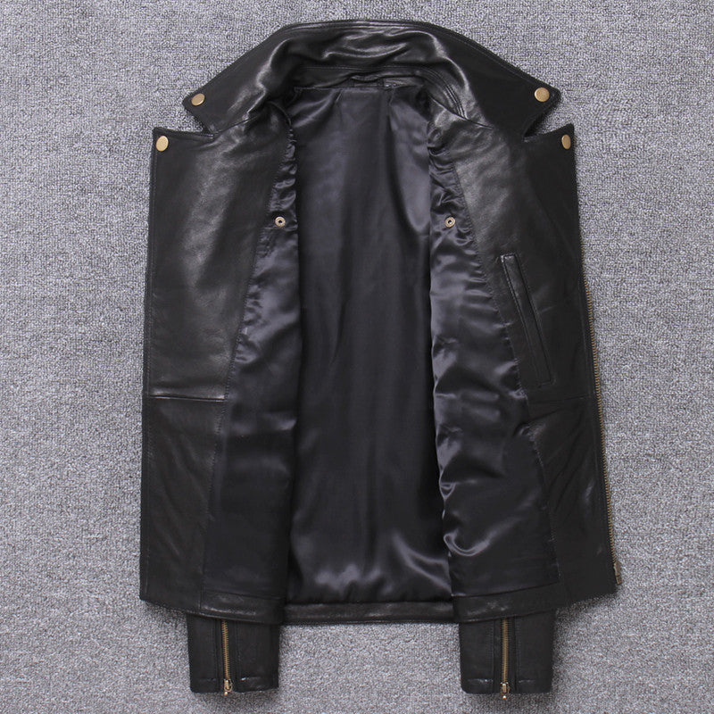 Lightweight Leather Leather Sheepskin Motorcycle Jacket Single Coat