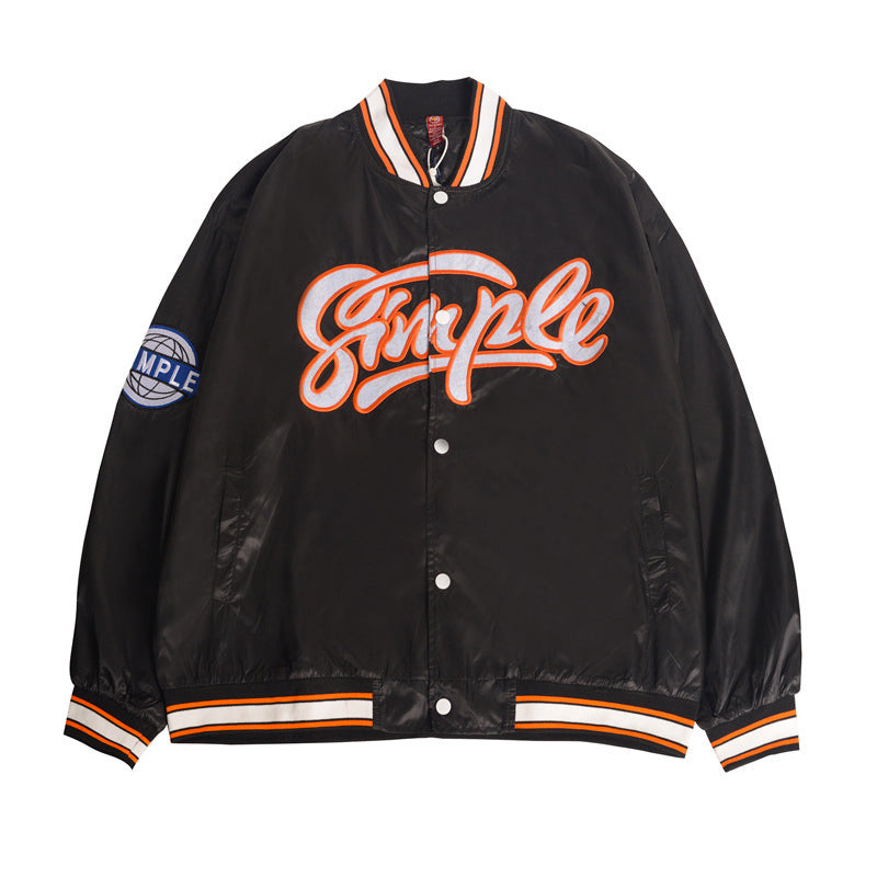 Retro Embroidery Baseball Jacket Male Hip-Hop Street Sports Cardigan Jacket
