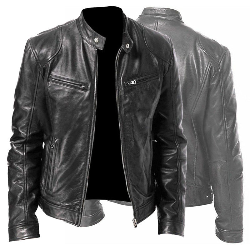 Men Motorcycle Faux Leather Jacket