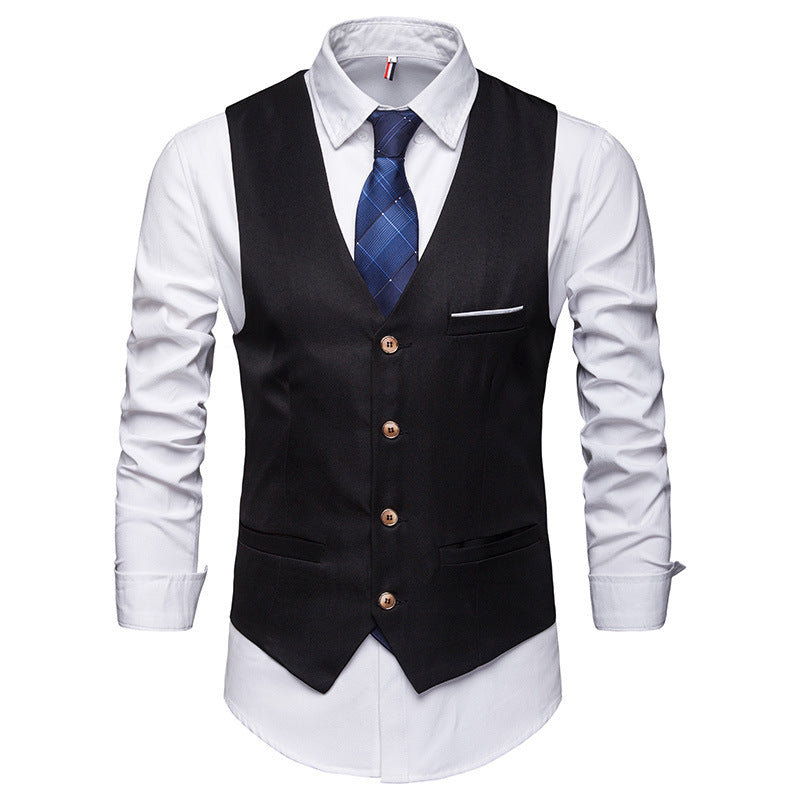 Men's Suit Vest Black Slim Casual Suit