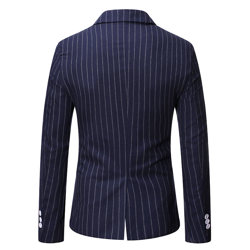 Winter Men's Striped Casual Double breasted Suit
