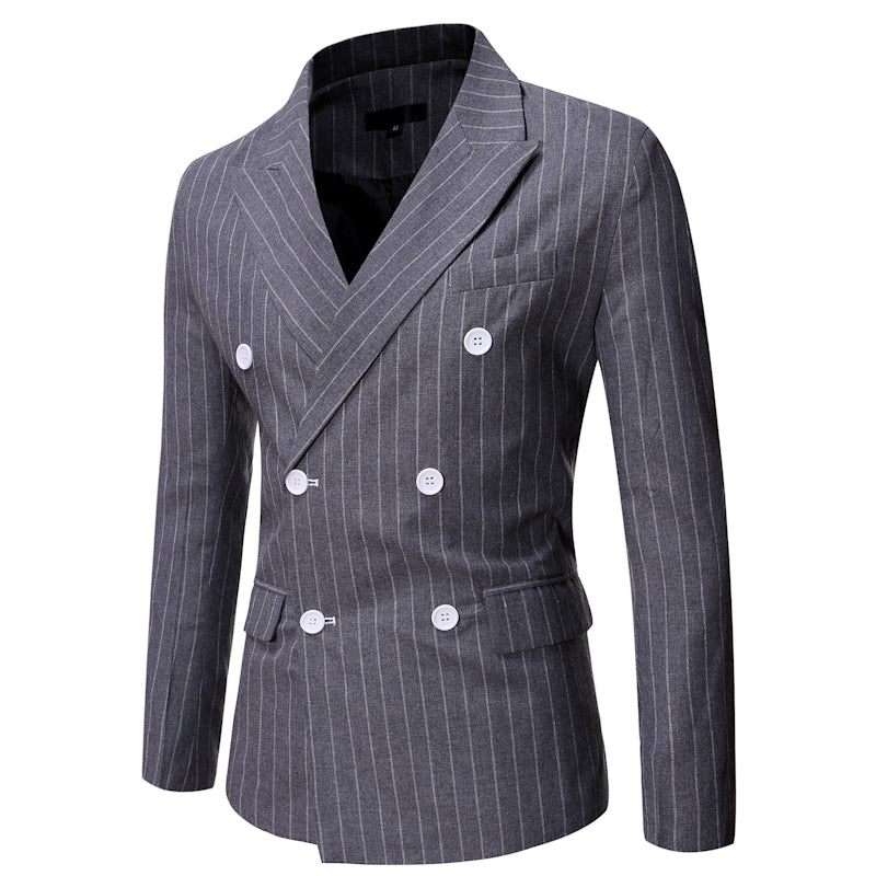Winter Men's Striped Casual Double breasted Suit