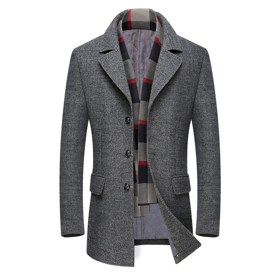 Middle Aged Men Thick Lapel Coat