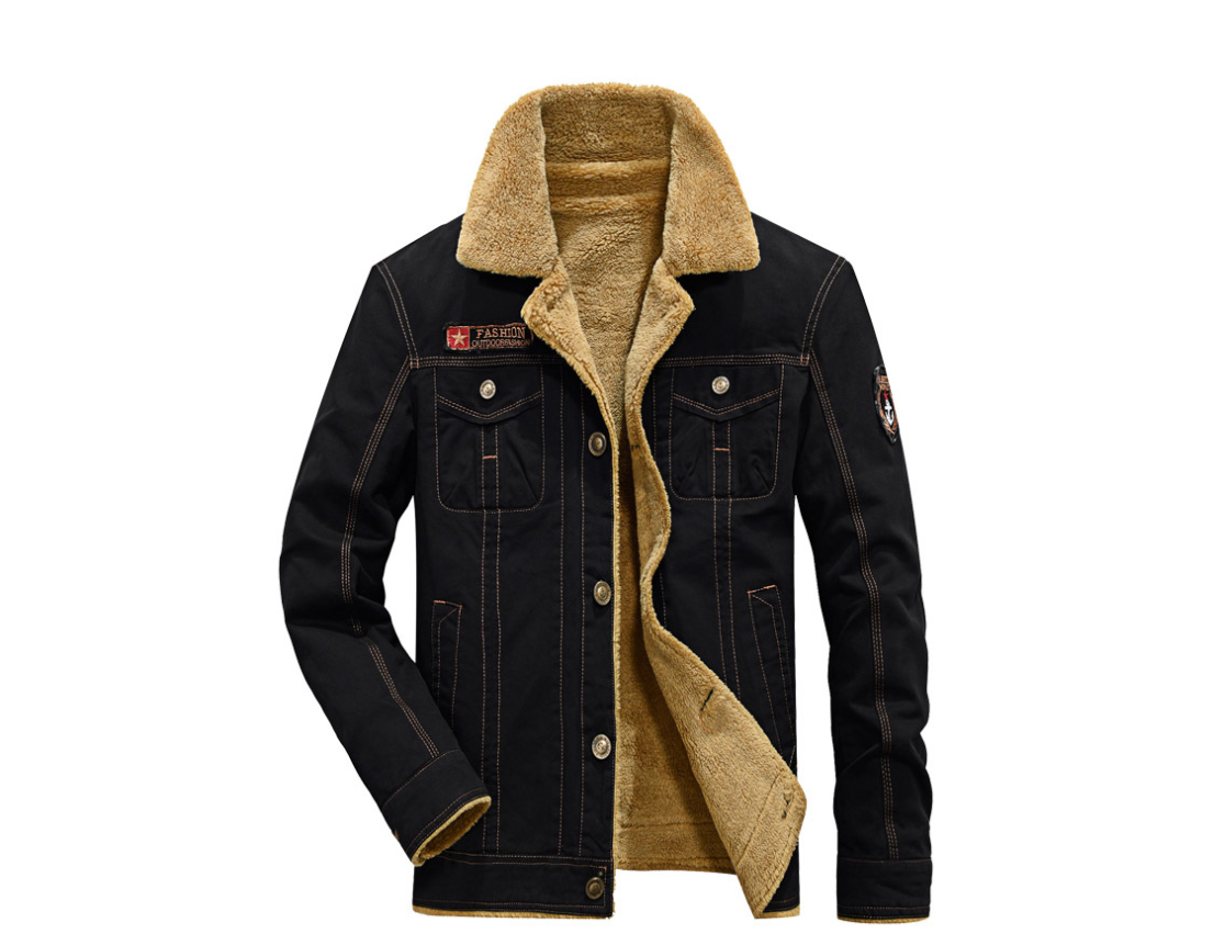 Winter plus samt dicken revers uniformen air force one jacke jacke baumwollkleidung männer 