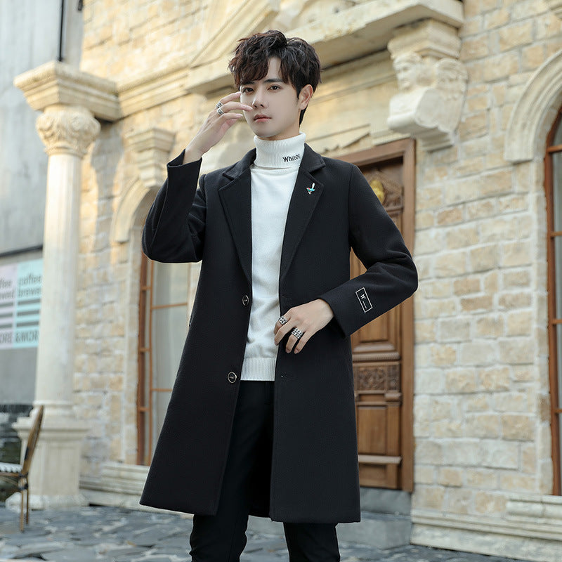 Slim youth woolen coat