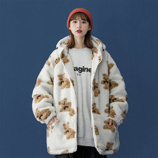 Lamb fur bear cotton coat