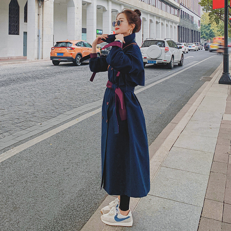 Women's Mid-length Over-the-knee Hepburn Style Loose Coat