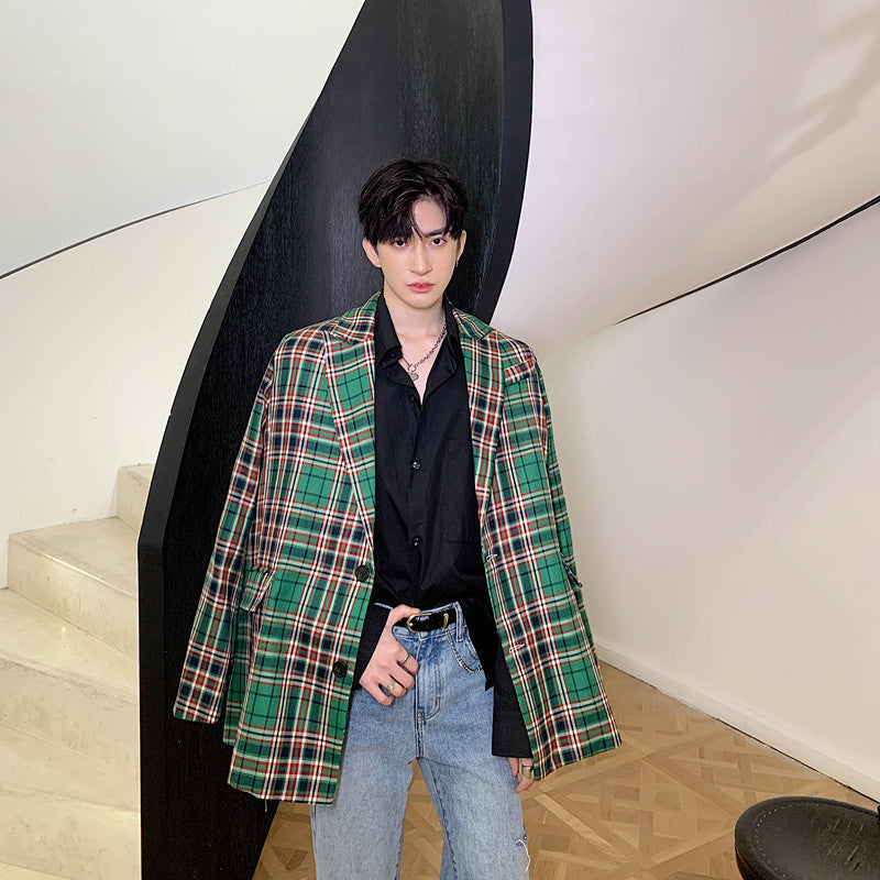 Plaid suit male Han Fan