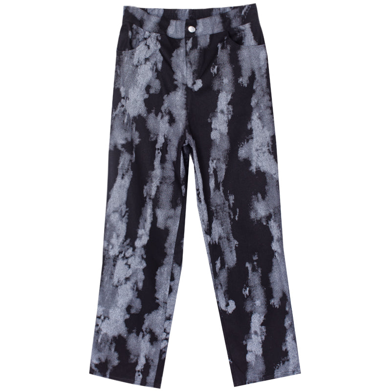 Ink tie-dyed trousers