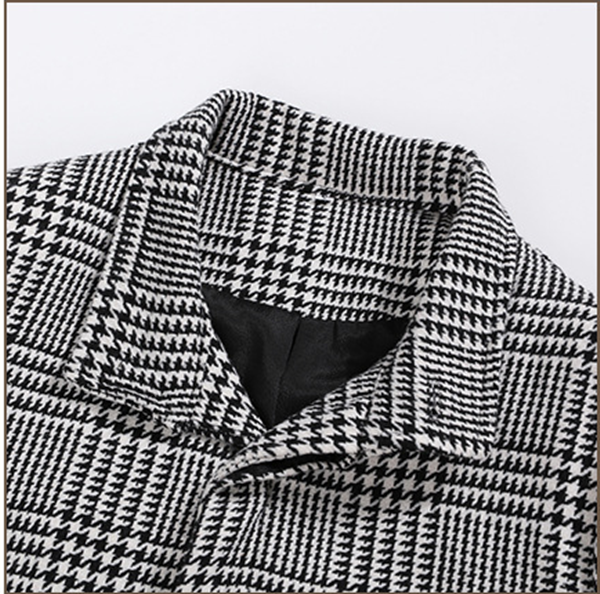 Fashion Plaid Lapel Single-breasted Mid-length Coat