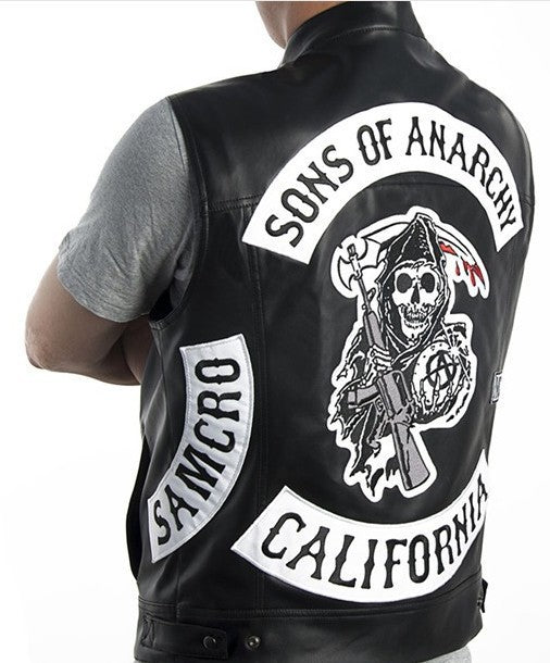 Men's patch leather vest