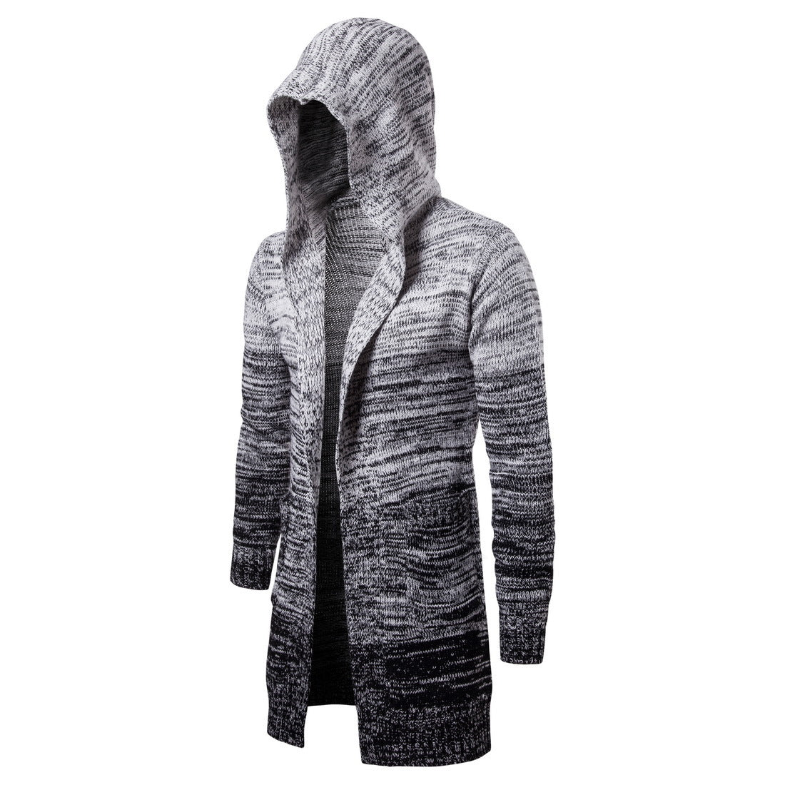 Men's gradient gray hooded cardigan jacket