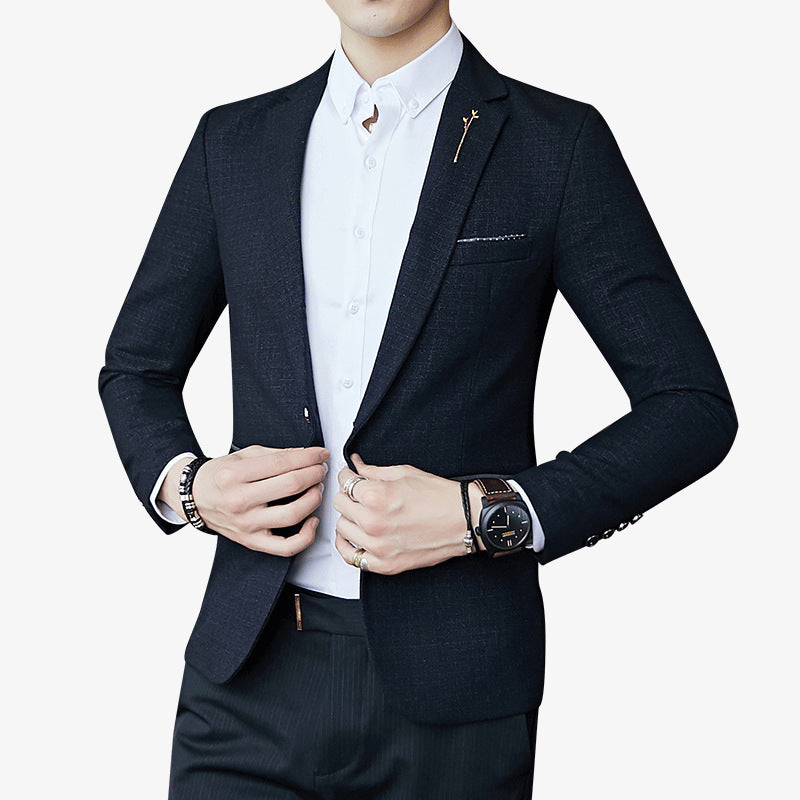 Slim-Fit Solid Color Small Suit Men's Jacket