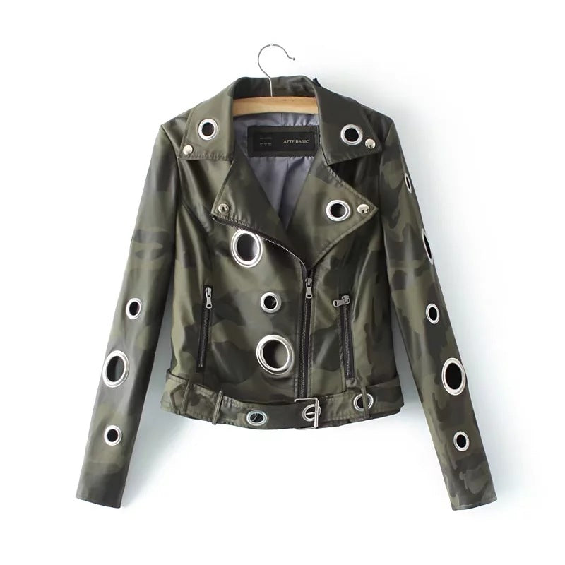 Leather motorcycle biker jacket