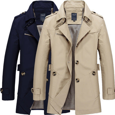 Men's casual  mid-length trench coat