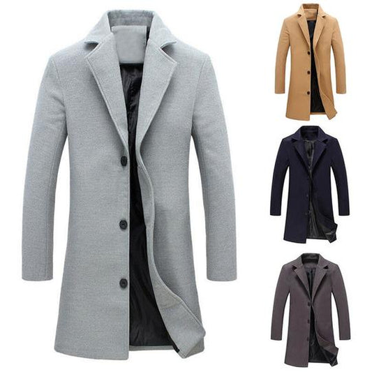 Solid color single-breasted trench coat