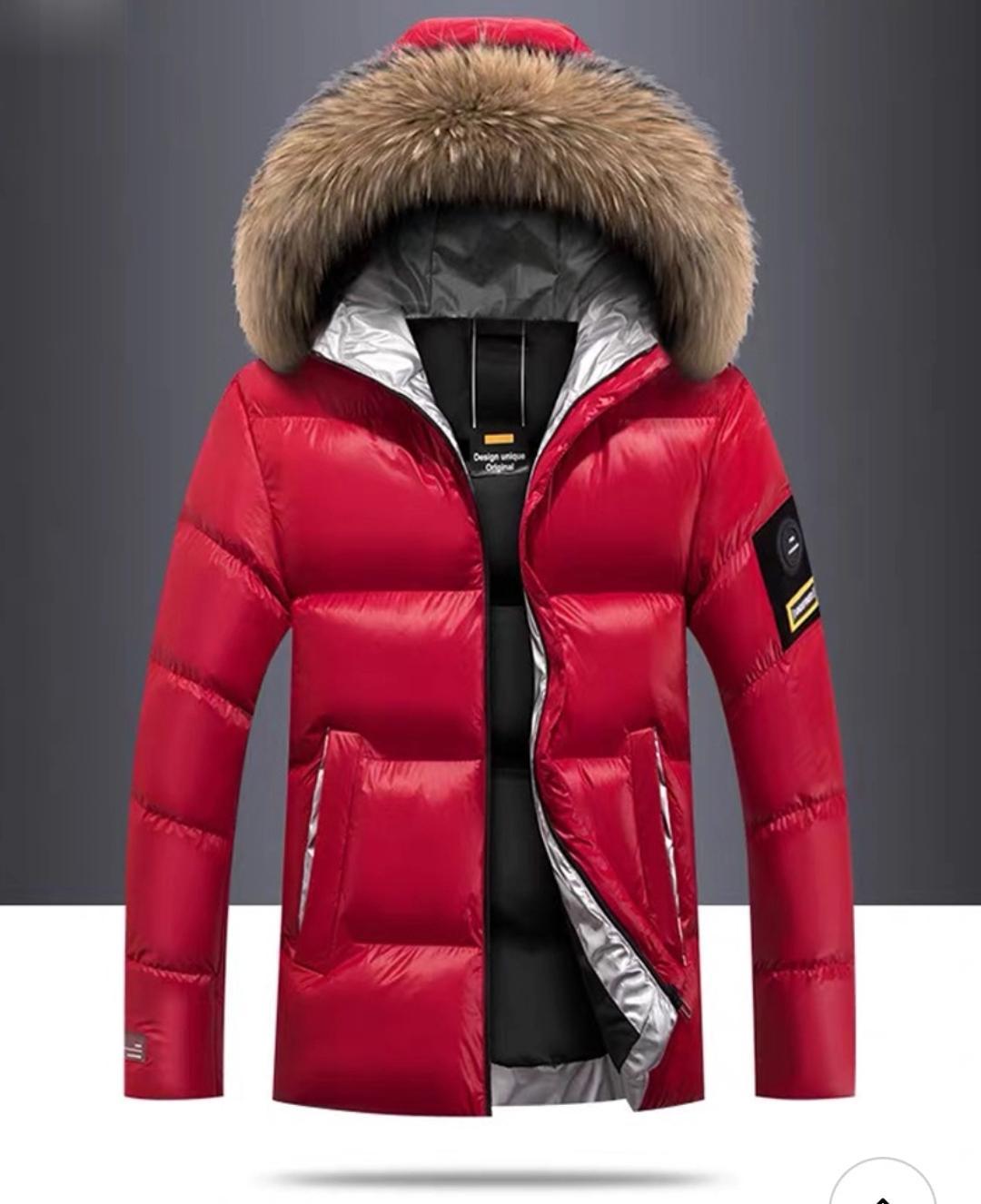 Shiny hooded down padded jacket