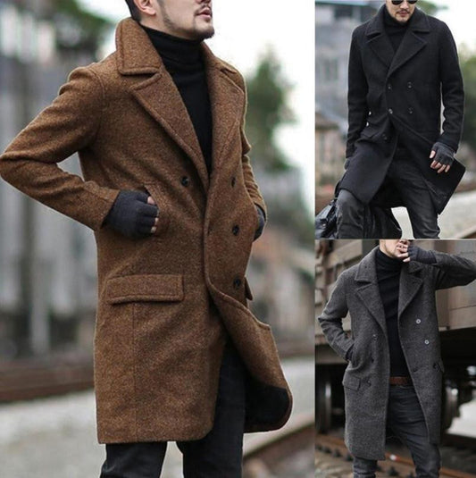 Slim woolen overcoat coat