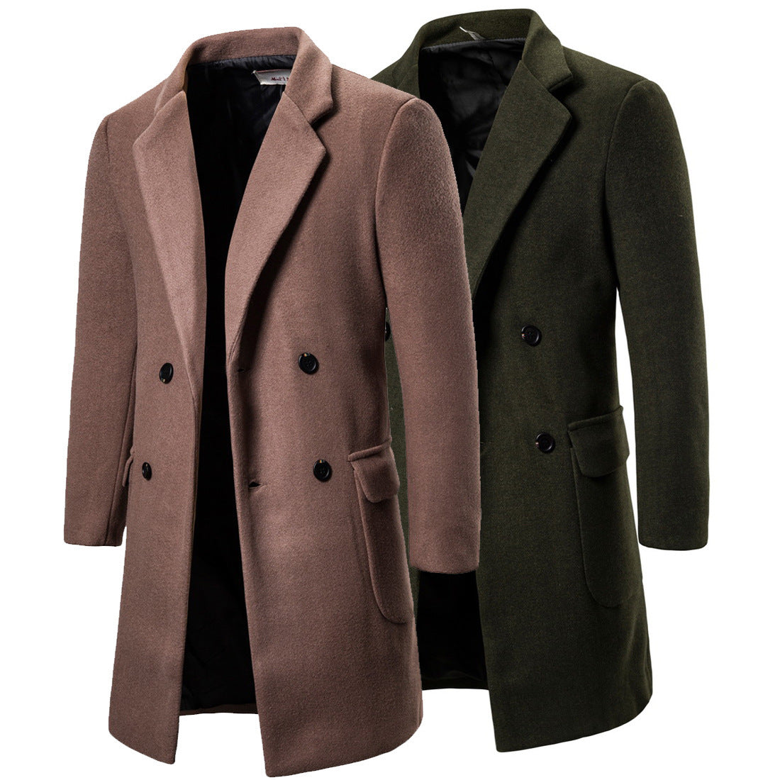 Double breasted woolen men's woolen trench coat