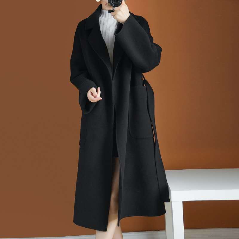 Fashionable loose and thin woolen overcoat