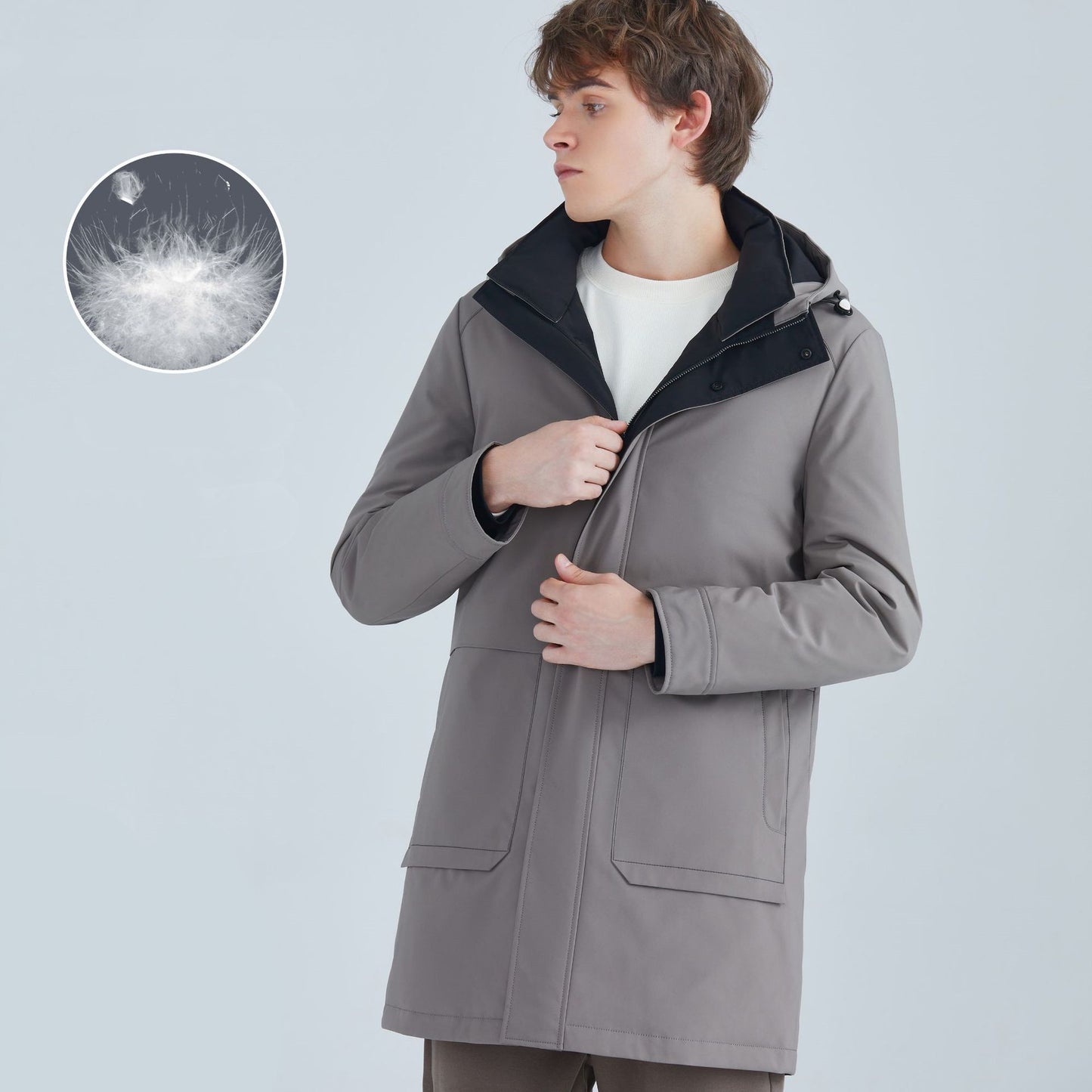 Fashion White Duck Down Hooded Down Jacket Men