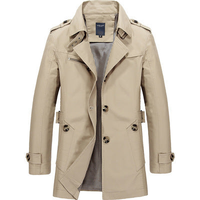 Men's casual  mid-length trench coat