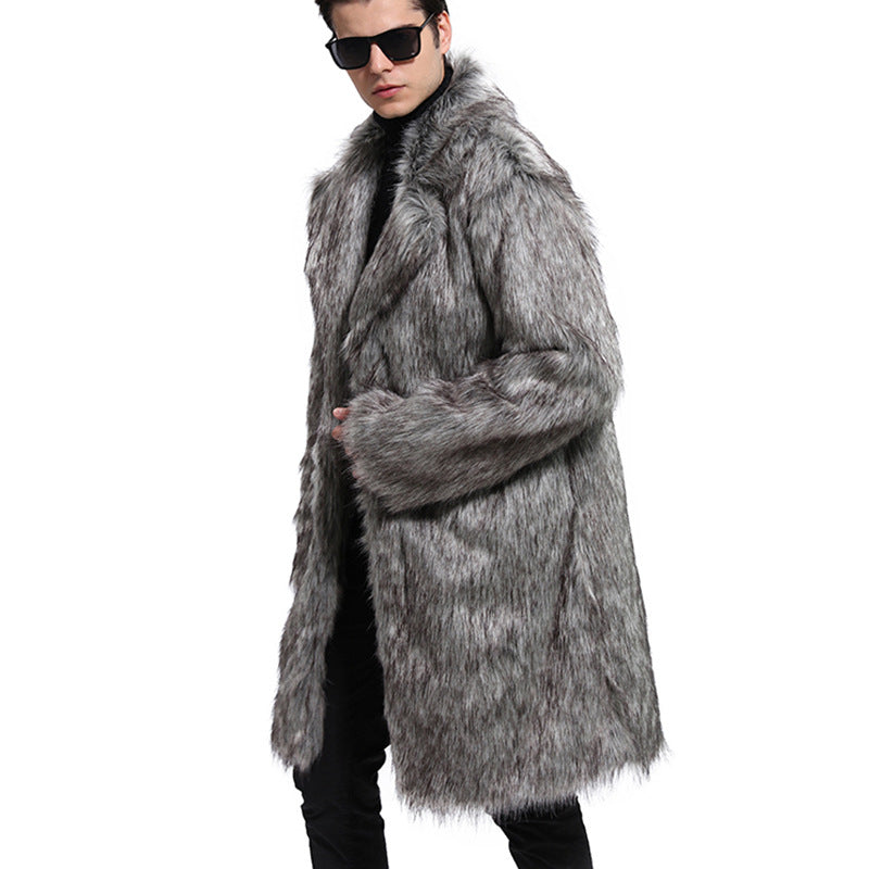 Men's Mid-length Faux Fur Warm Coat