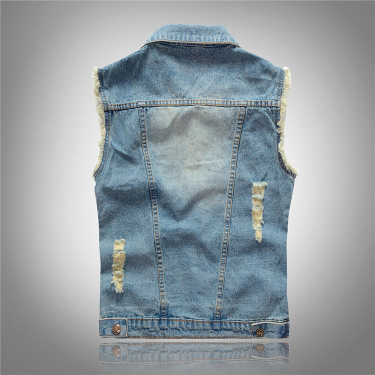 Men's denim ripped vest