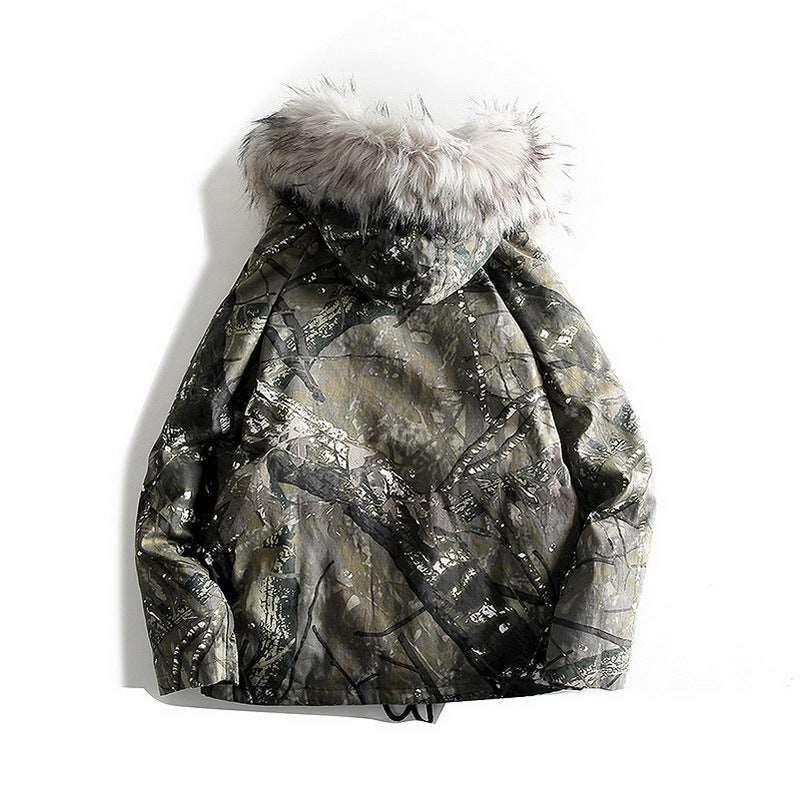 Big fur collar splash cotton jacket