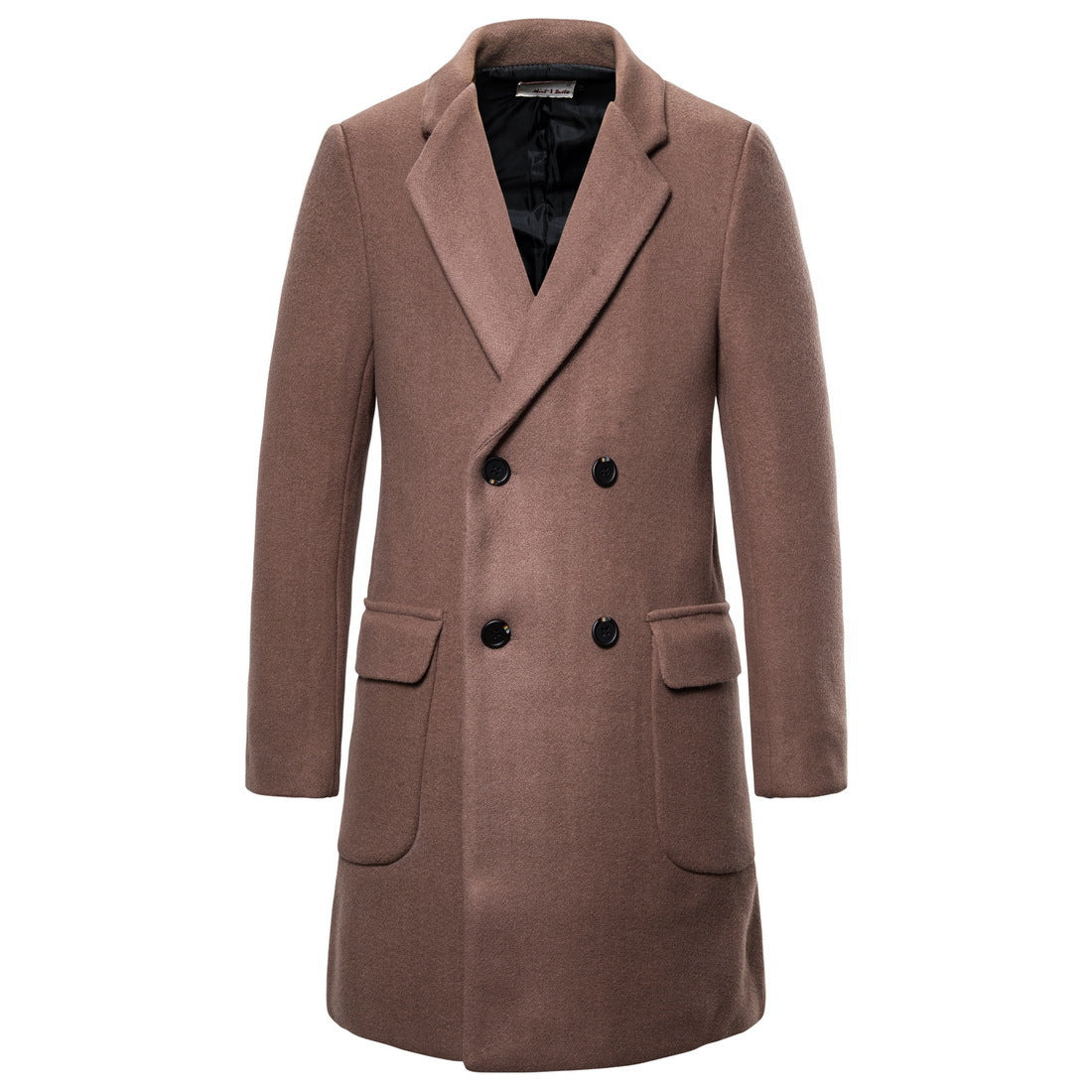 Double breasted woolen men's woolen trench coat