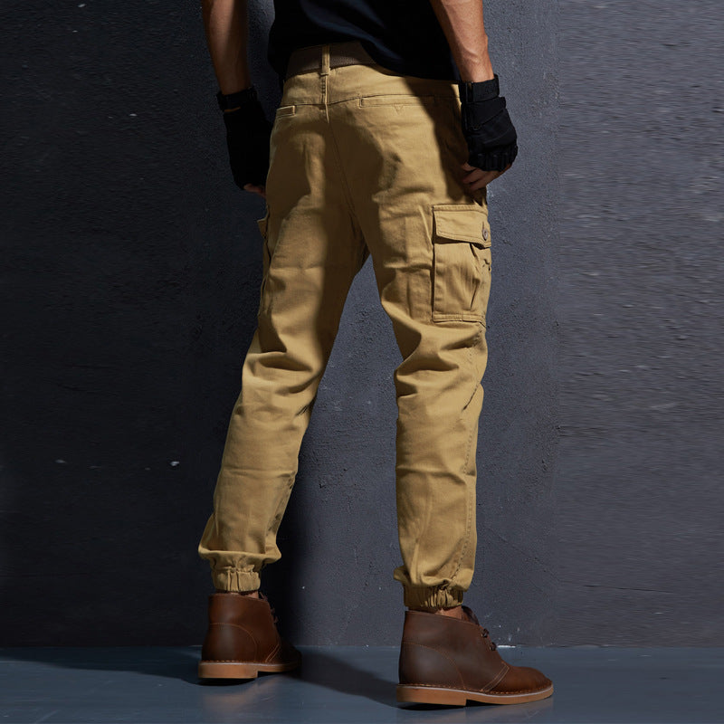 Men's slim solid color trousers