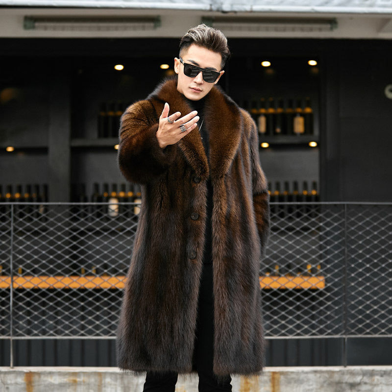 Whole Mink Casual Business Fur Long Mink Velvet Fur Male