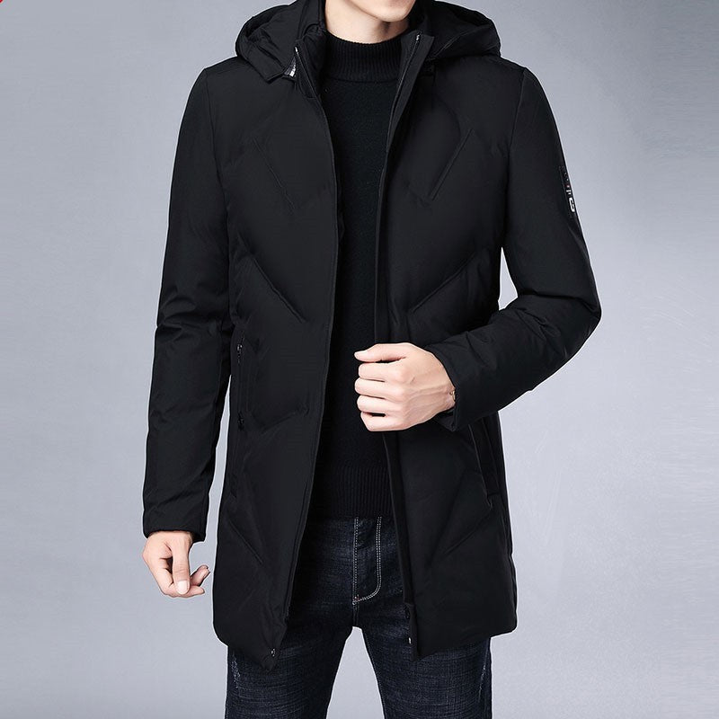 Long Slim Casual Jacket With Removable Cap
