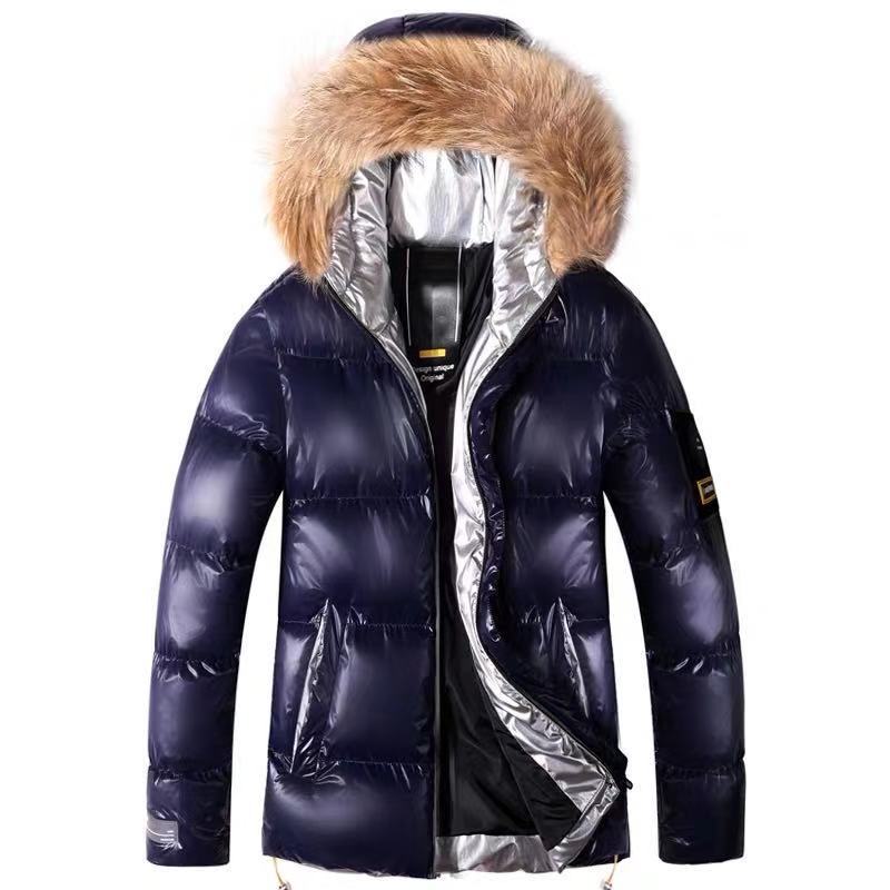 Shiny hooded down padded jacket