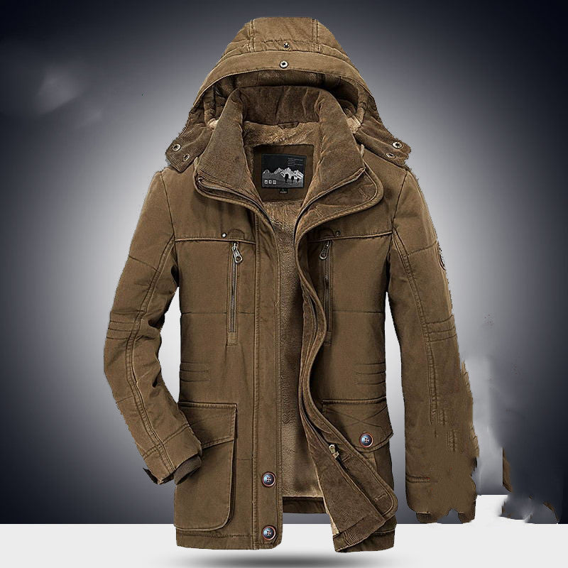 Mid-length cotton-padded jacket